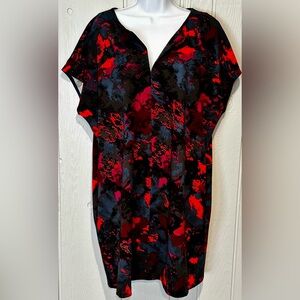 Halston Heritage Red and Black Patterned Dress